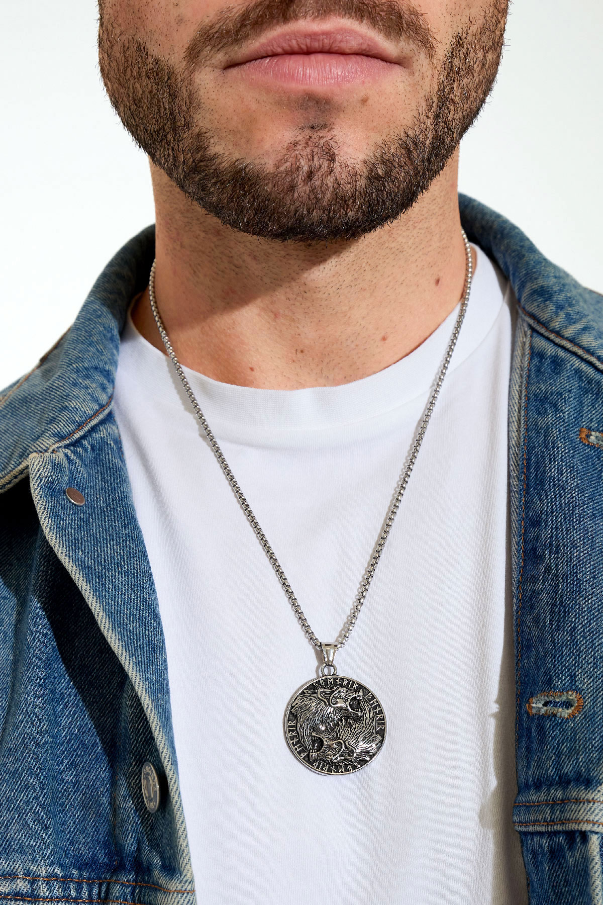 Men's necklace tiger coin - silver h5 Picture3